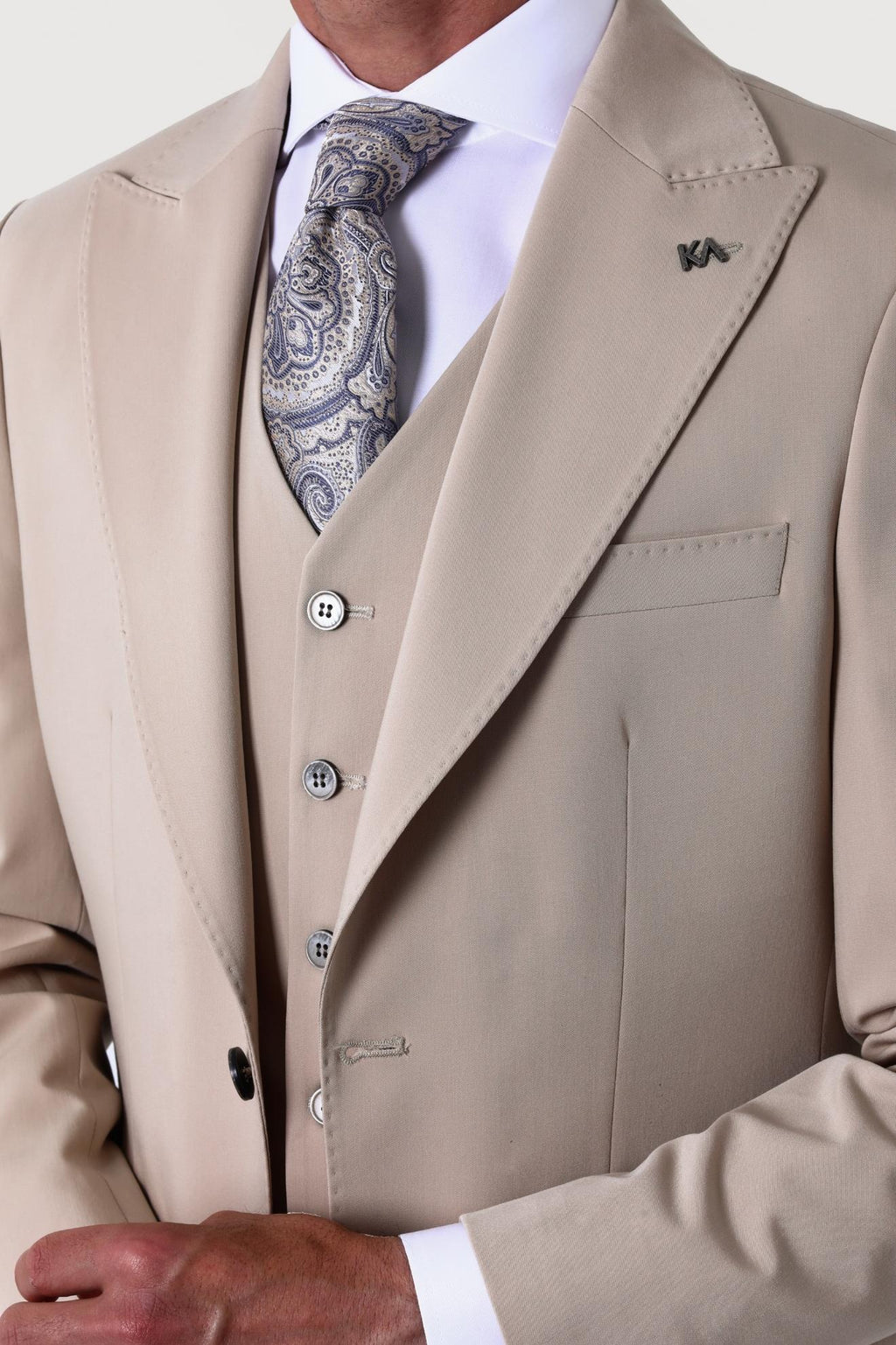 Modern ve Zarif Yelekli Erkek Takım Elbise - Slim Fit Dört Mevsim-KAW1020S