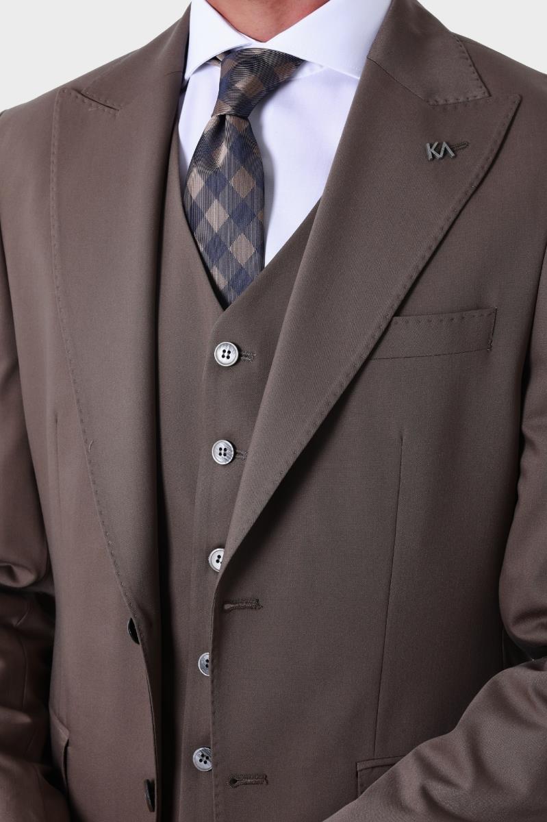 Modern ve Zarif Yelekli Erkek Takım Elbise - Slim Fit Dört Mevsim-KAW1020S