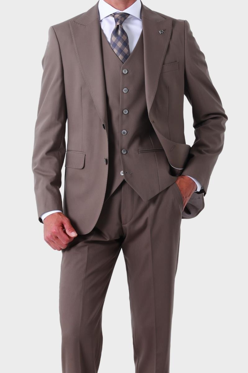 Modern ve Zarif Yelekli Erkek Takım Elbise - Slim Fit Dört Mevsim-KAW1020S