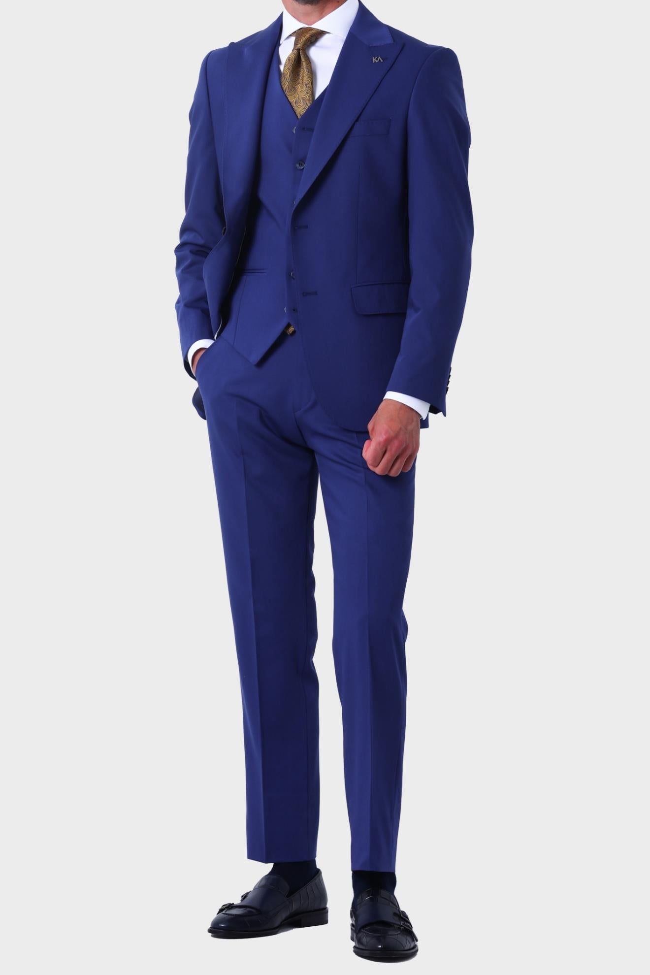 Modern ve Zarif Yelekli Erkek Takım Elbise - Slim Fit Dört Mevsim-KAW1020S