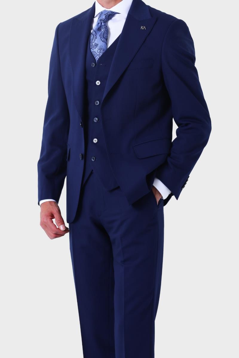 Modern ve Zarif Yelekli Erkek Takım Elbise - Slim Fit Dört Mevsim-KAW1020S