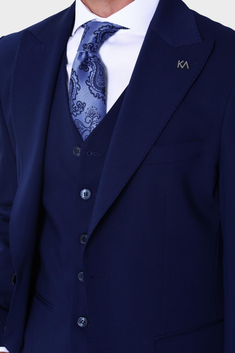 Modern ve Zarif Yelekli Erkek Takım Elbise - Slim Fit Dört Mevsim-KAW1020S