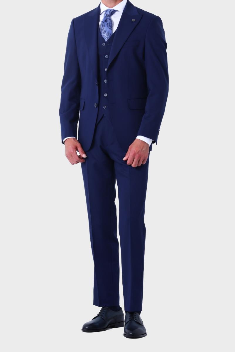 Modern ve Zarif Yelekli Erkek Takım Elbise - Slim Fit Dört Mevsim-KAW1020S
