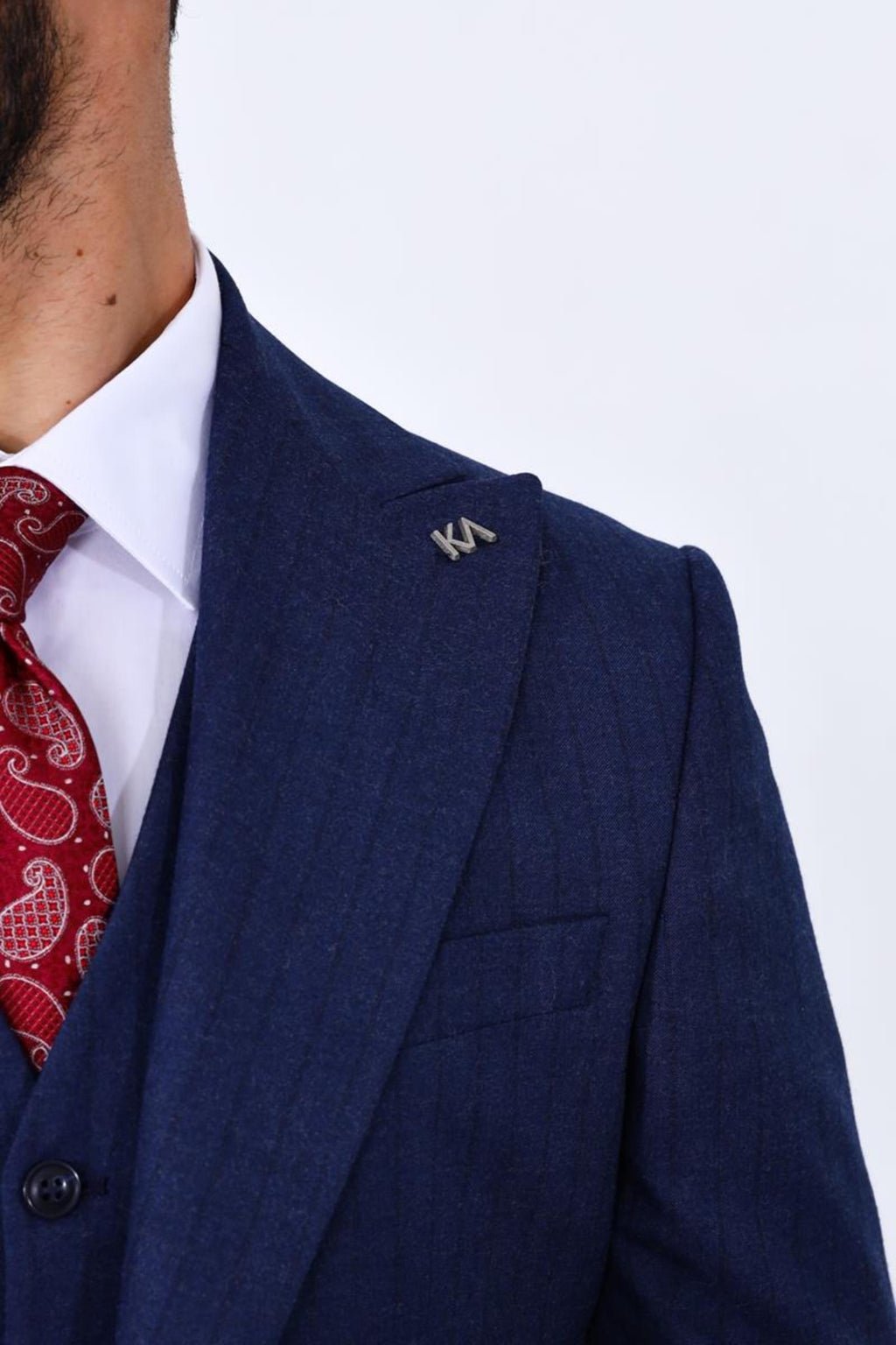 Modern ve Zarif Yelekli Erkek Takım Elbise - Slim Fit Dört Mevsim Kullanılabilir-KAV1077W