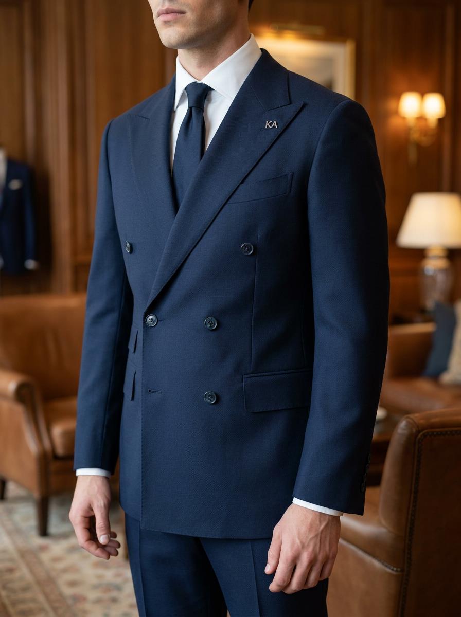 Navy Kruvaze Takım Elbise-W2501279