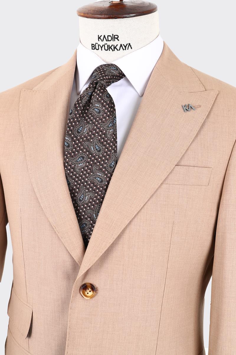 Modern Kesim Çift Düğmeli Erkek Takım Elbise-KAW1387W