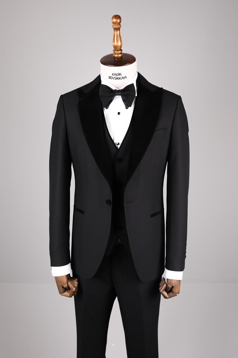 Klasik Tasarım Yelekli Erkek Smokin-KAV1527S