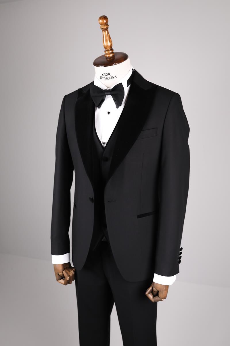 Klasik Tasarım Yelekli Erkek Smokin-KAV1527S