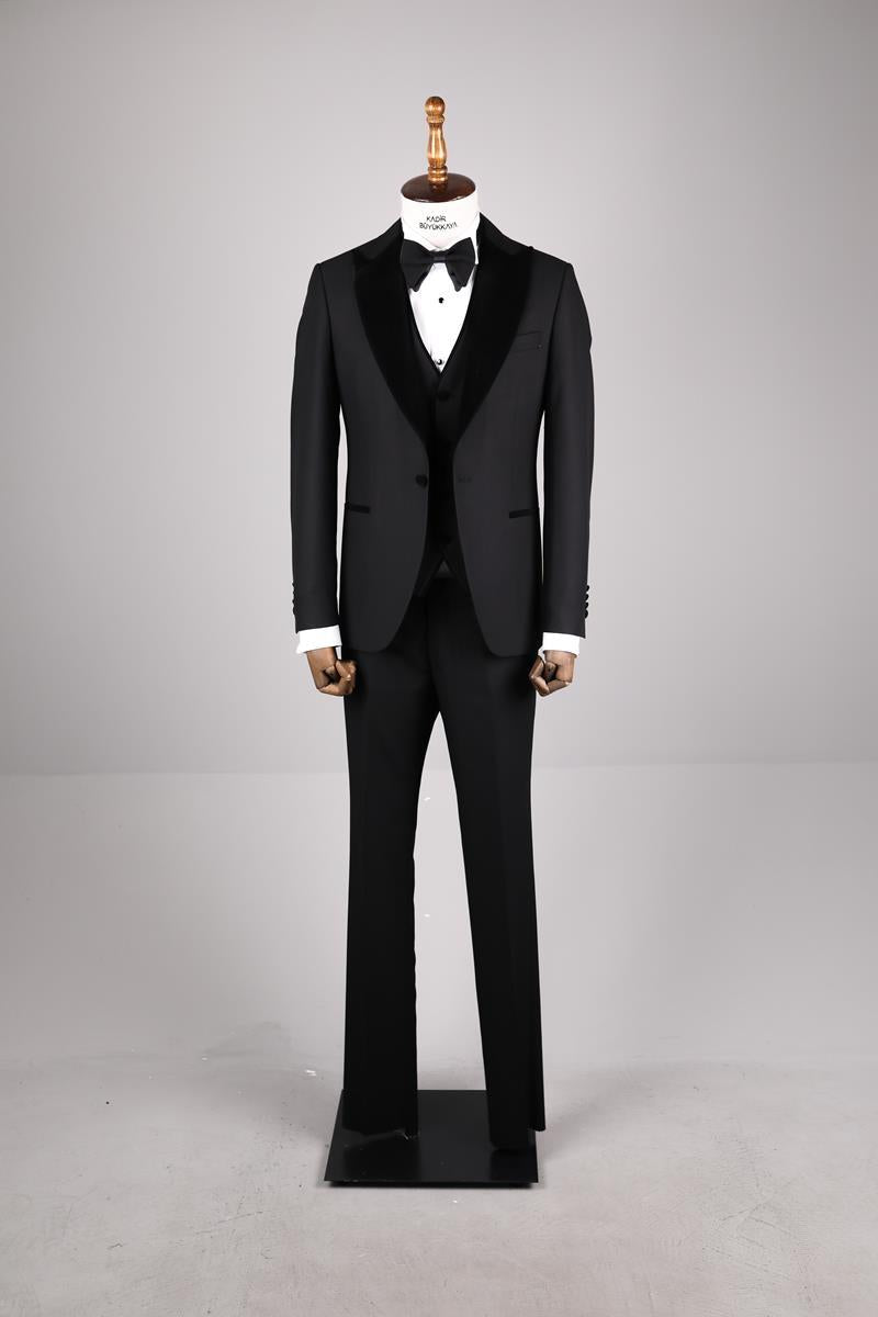 Klasik Tasarım Yelekli Erkek Smokin-KAV1527S