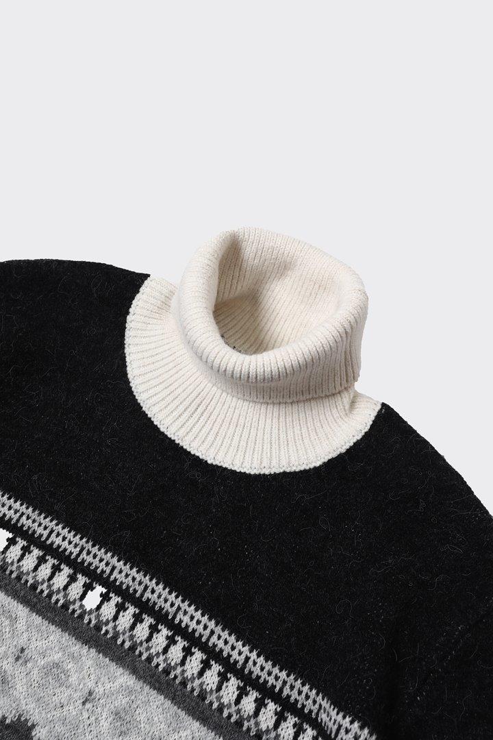 Klasik Tarz Pamuklu Tam Balıkçı Yaka Erkek Kazak-KAW6906W