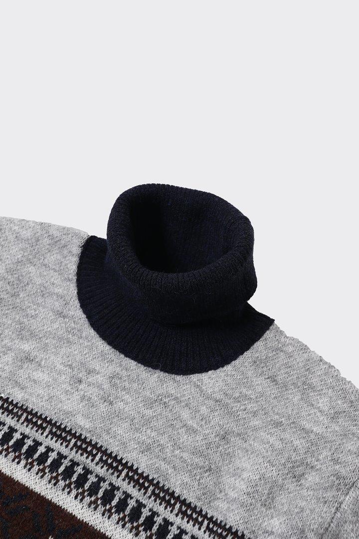 Klasik Tarz Pamuklu Tam Balıkçı Yaka Erkek Kazak-KAW6906W