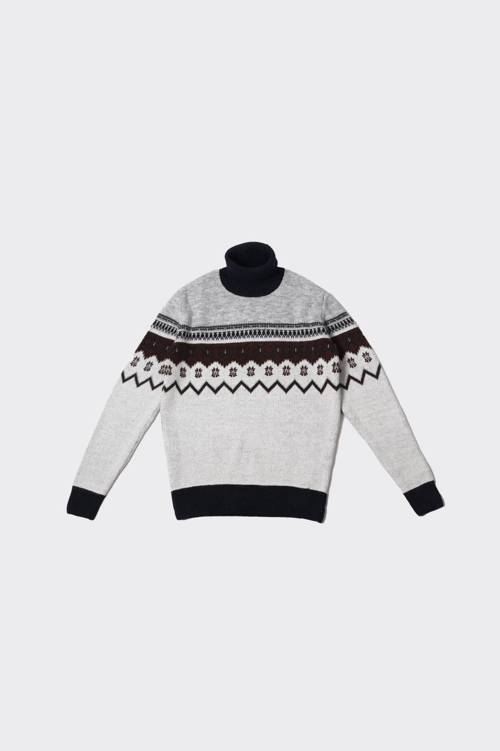 Klasik Tarz Pamuklu Tam Balıkçı Yaka Erkek Kazak-KAW6906W