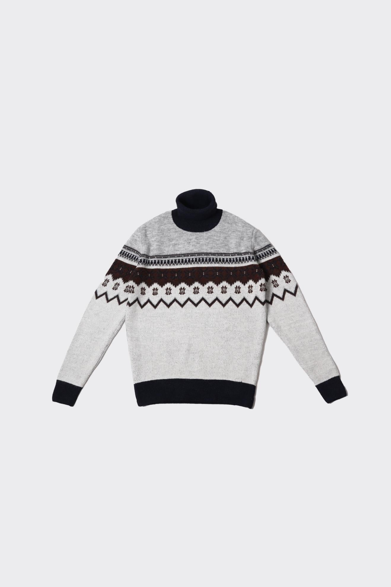 Klasik Tarz Pamuklu Tam Balıkçı Yaka Erkek Kazak-KAW6906W