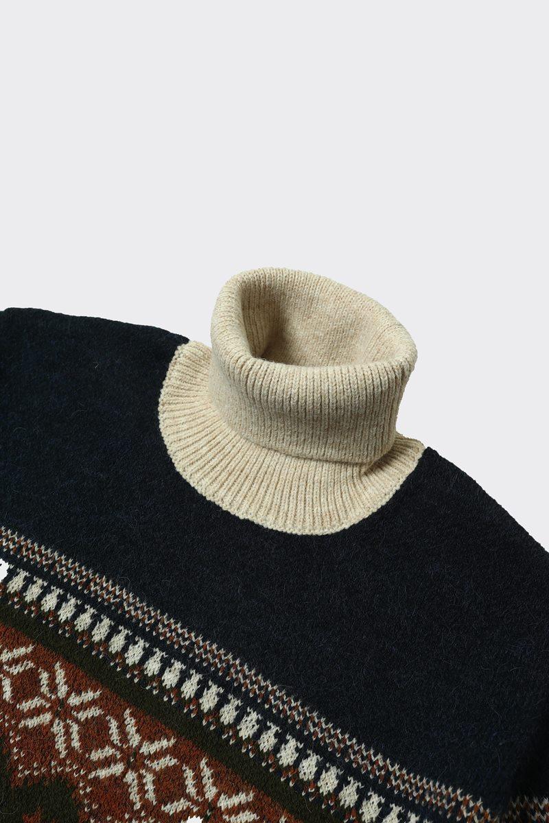 Klasik Tarz Pamuklu Tam Balıkçı Yaka Erkek Kazak-KAW6906W