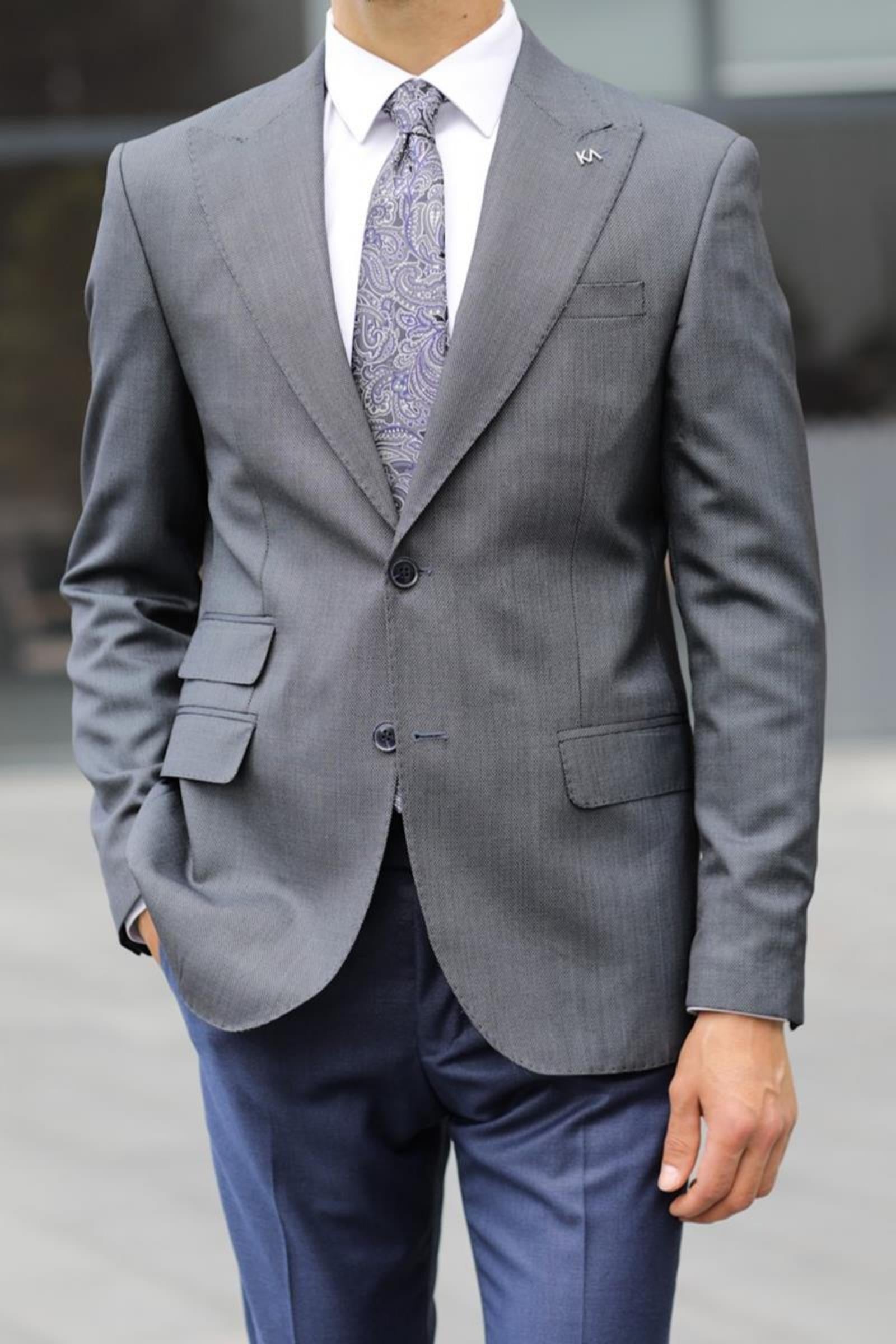 Rahat ve Modern Tasarımlı Erkek Slim Fit Ceket-KAV5029W