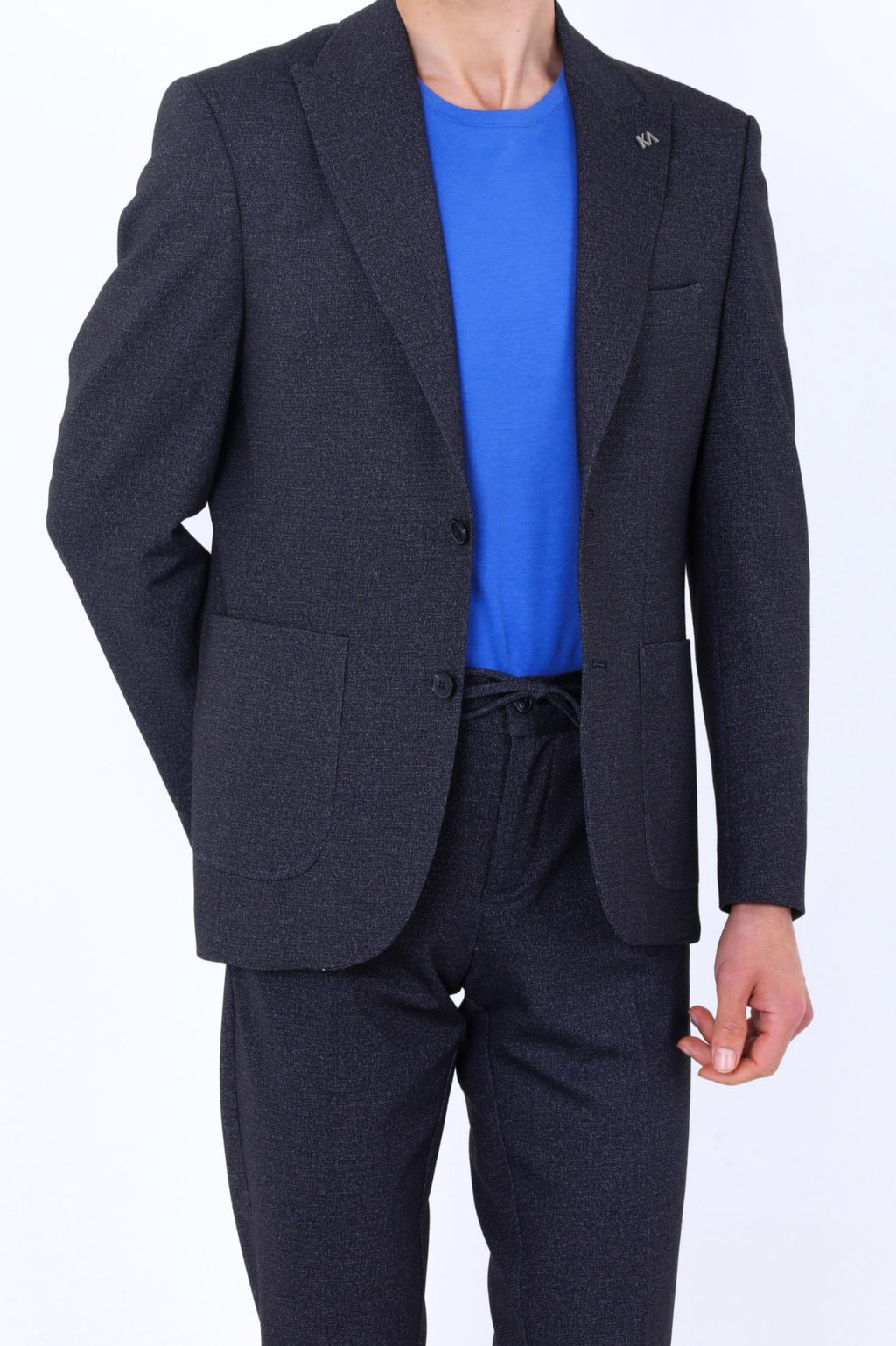 Kabartma Desenli Erkek Jogger Takım Elbise-KAW1804S