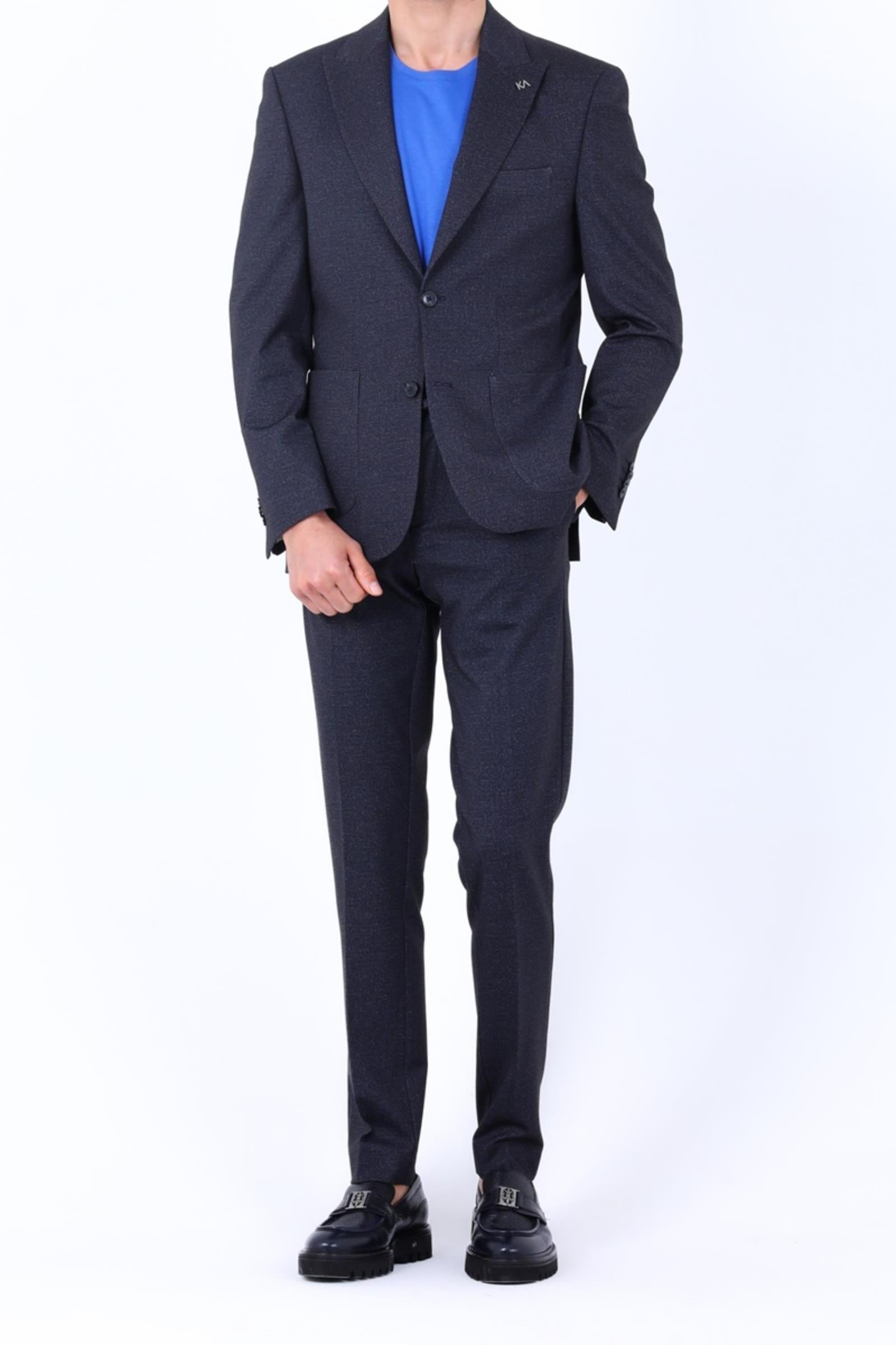 Kabartma Desenli Erkek Jogger Takım Elbise-KAW1804S