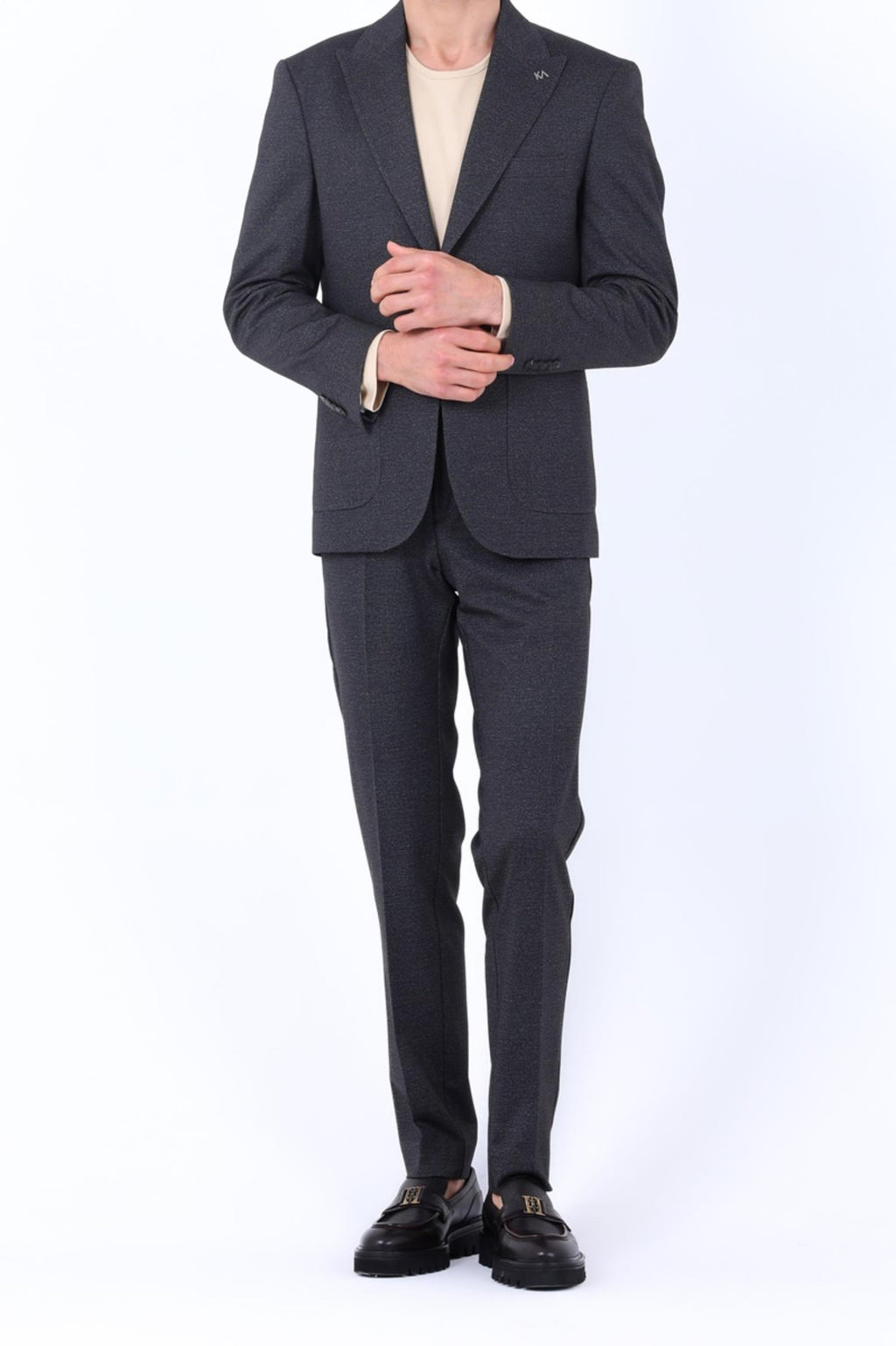 Kabartma Desenli Erkek Jogger Takım Elbise-KAW1804S