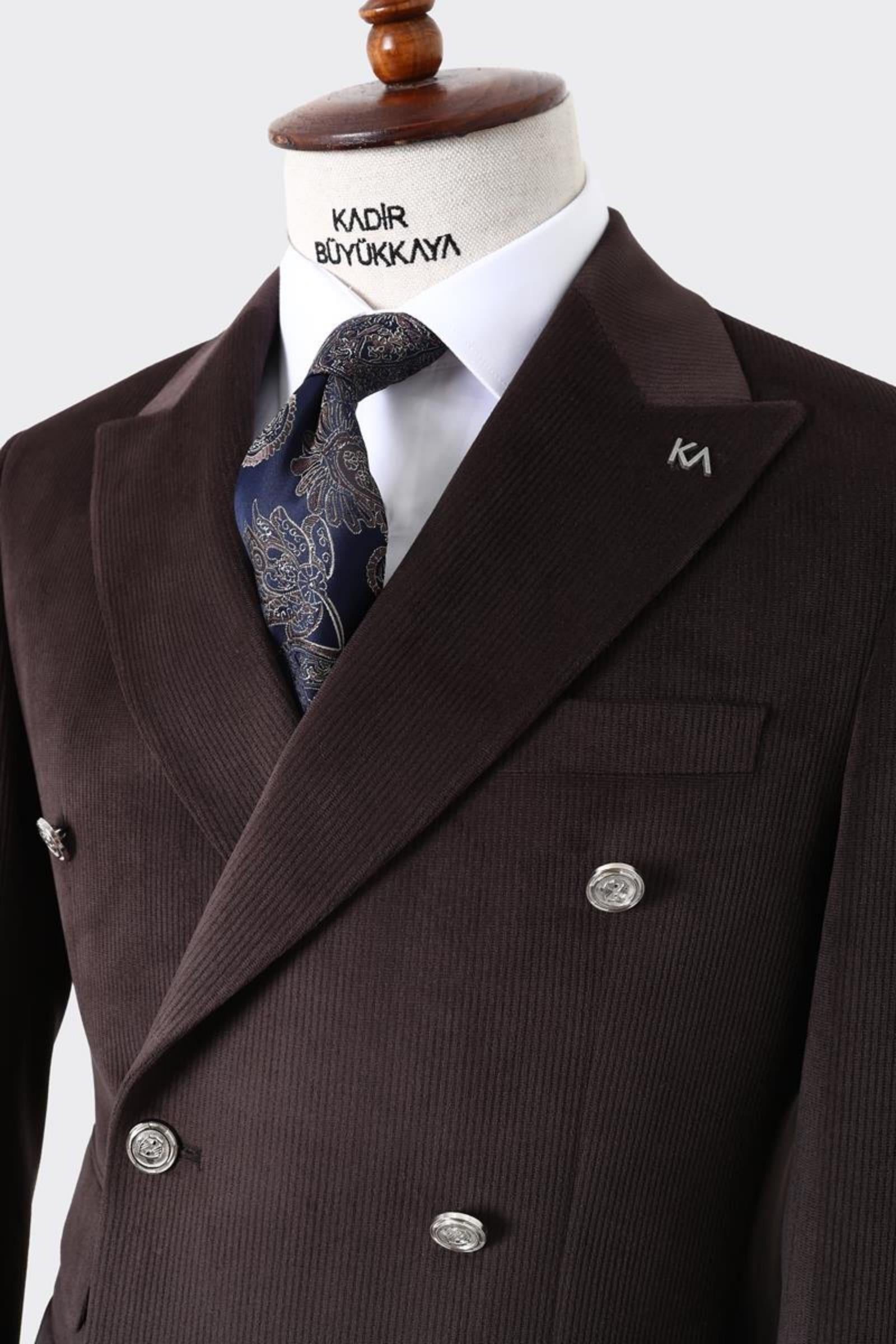 Şık Tasarımlı Erkek Kruvaze Ceket-KAV5250W