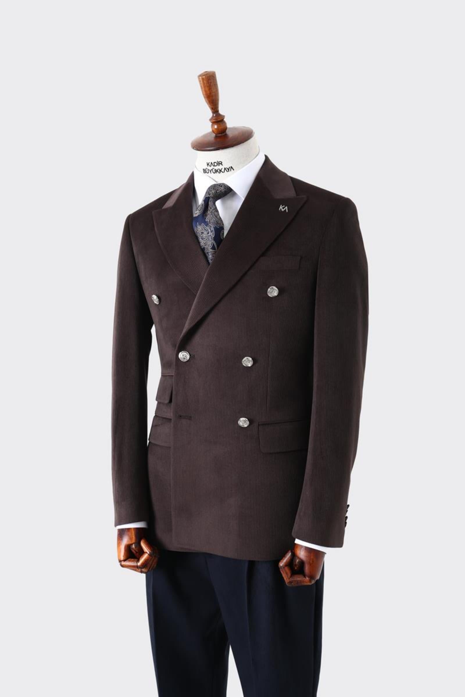 Şık Tasarımlı Erkek Kruvaze Ceket-KAV5250W