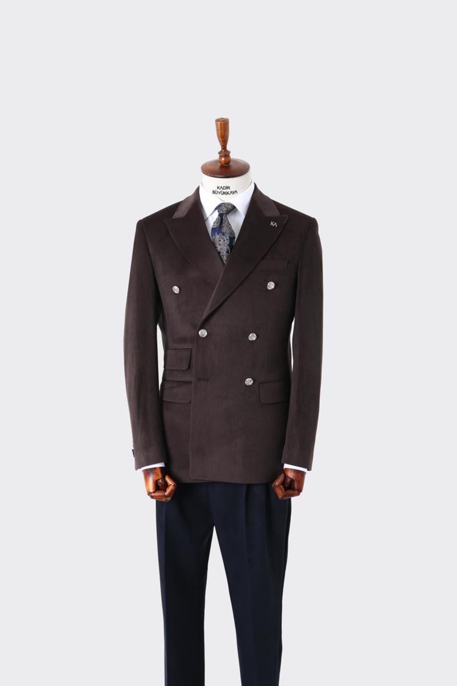 Şık Tasarımlı Erkek Kruvaze Ceket-KAV5250W