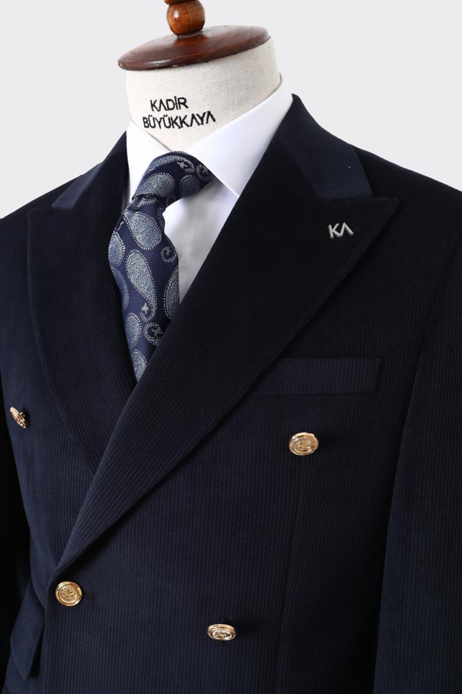 Şık Tasarımlı Erkek Kruvaze Ceket-KAV5250W