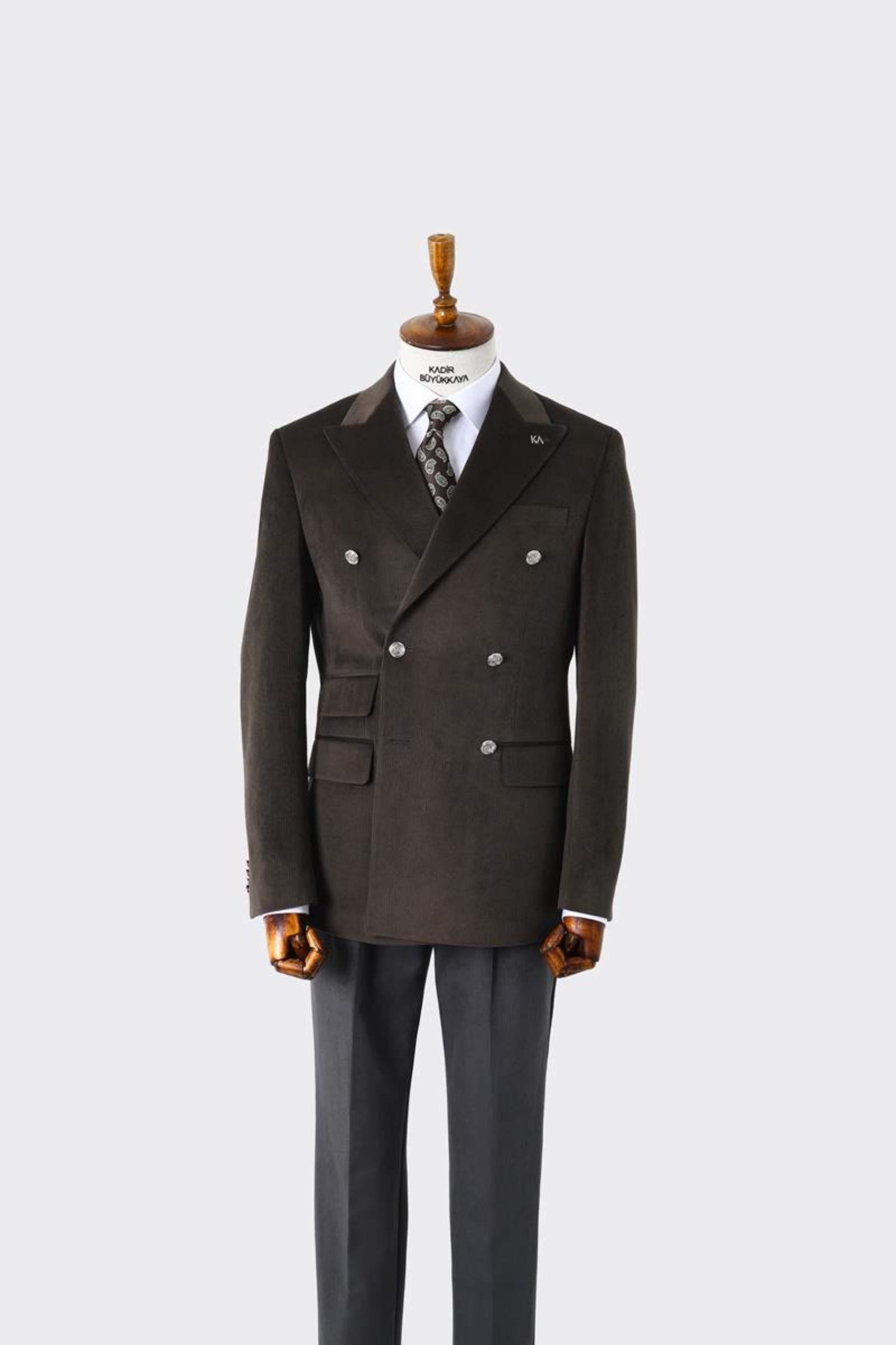 Şık Tasarımlı Erkek Kruvaze Ceket-KAV5250W