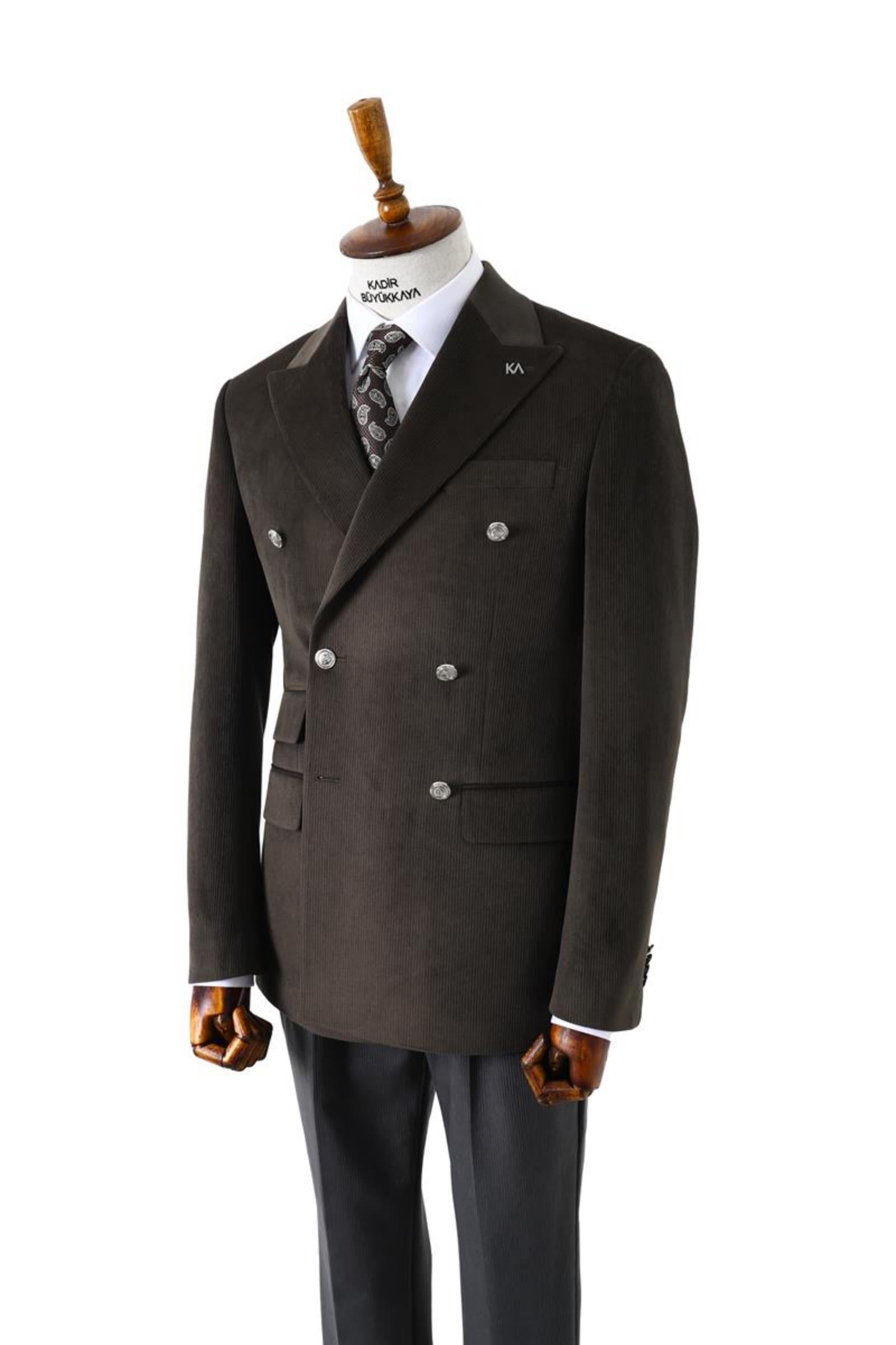 Şık Tasarımlı Erkek Kruvaze Ceket-KAV5250W