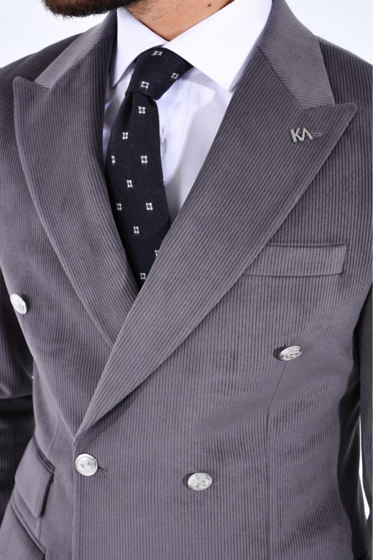 Şık Tasarımlı Erkek Kruvaze Ceket-KAV5250W
