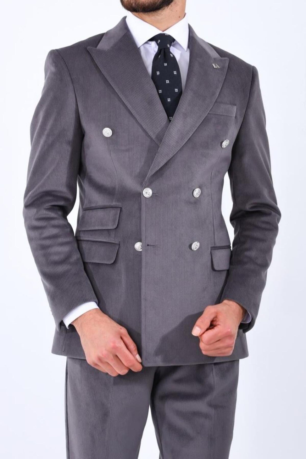 Şık Tasarımlı Erkek Kruvaze Ceket-KAV5250W