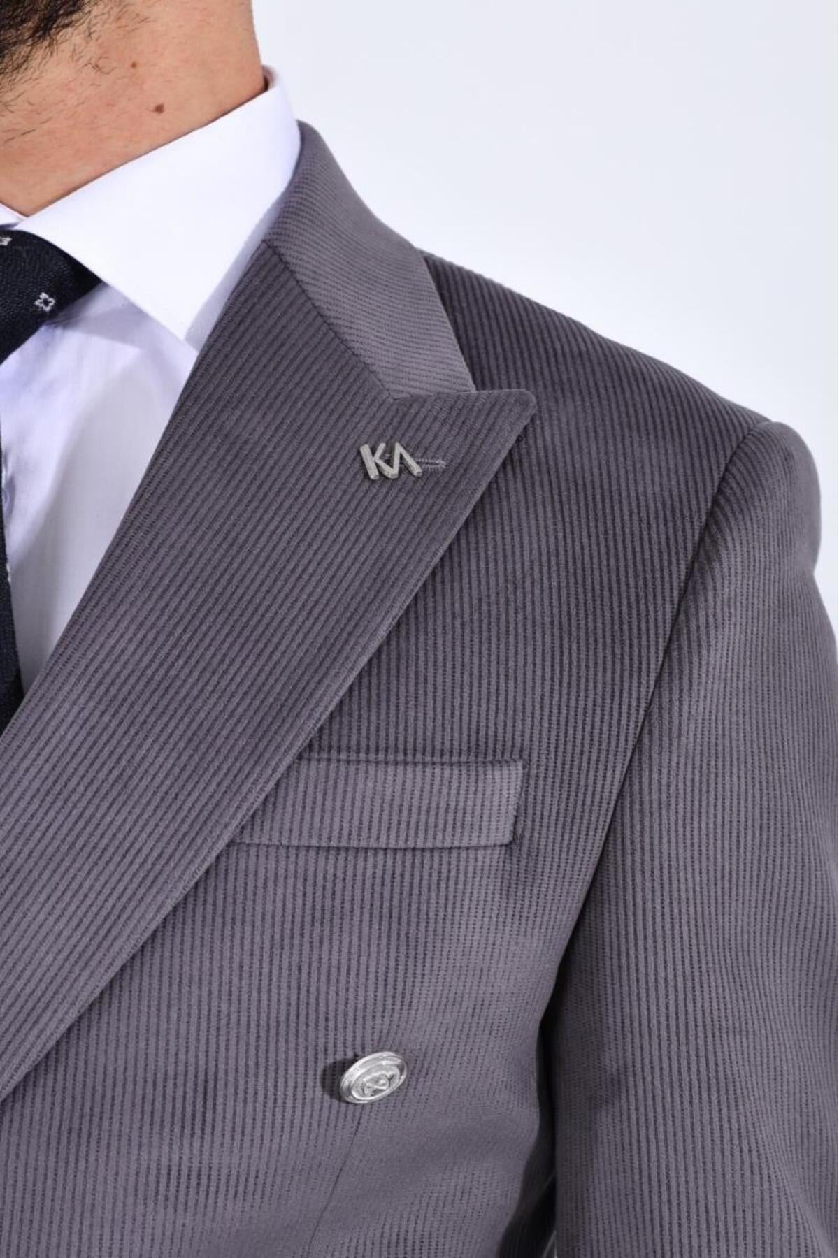 Şık Tasarımlı Erkek Kruvaze Ceket-KAV5250W