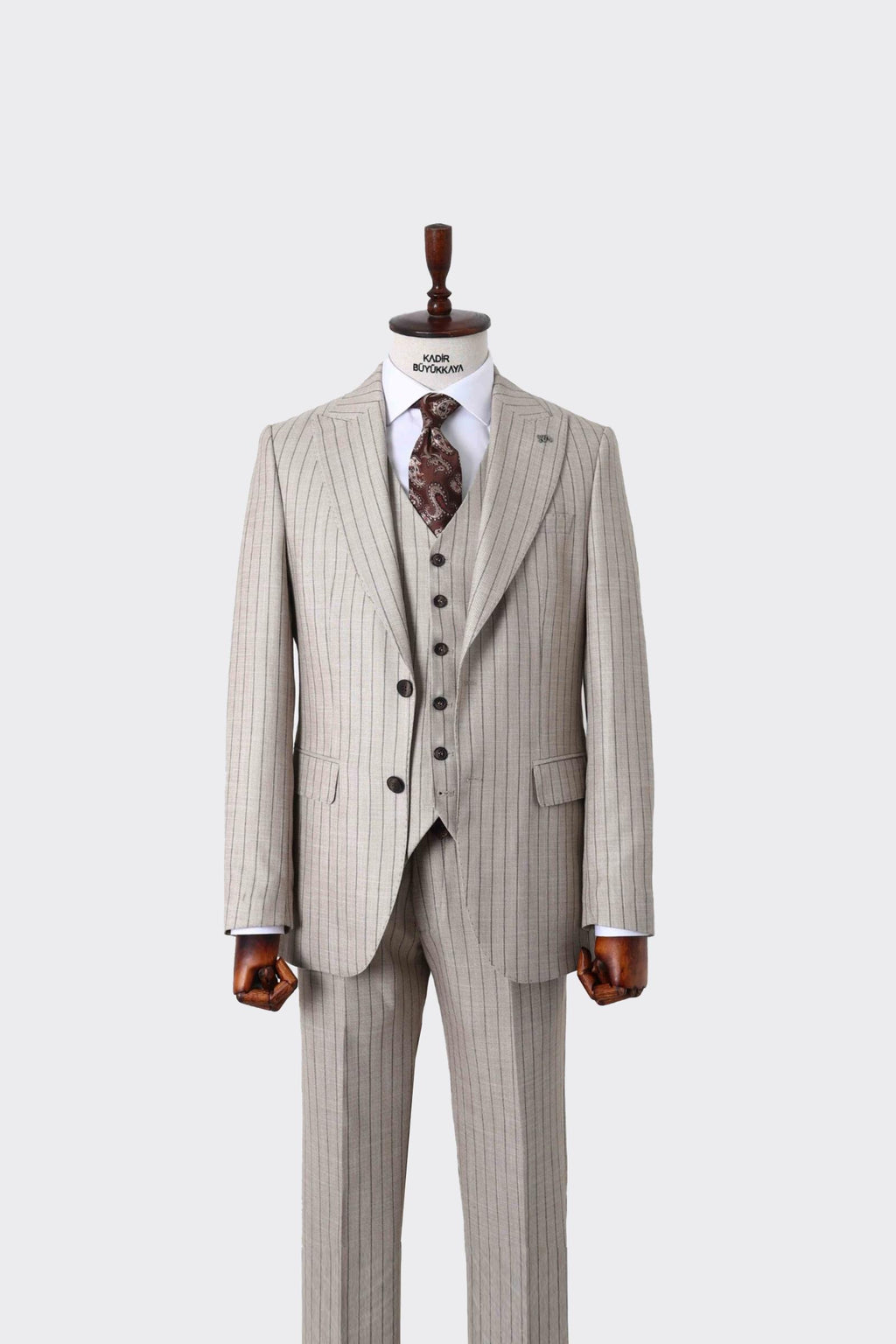 Şık ve Rahat Yelekli Erkek Takım Elbise - Slim Fit Dört Mevsim Kullanılabilir-KAW1038S