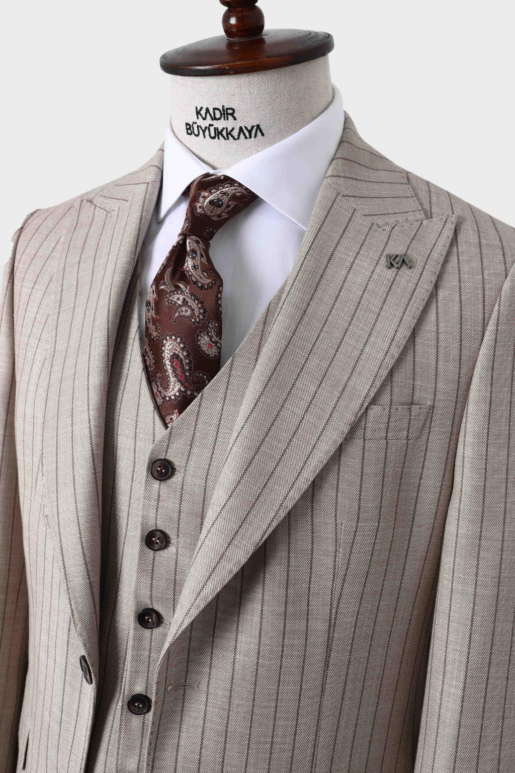 Şık ve Rahat Yelekli Erkek Takım Elbise - Slim Fit Dört Mevsim Kullanılabilir-KAW1038S