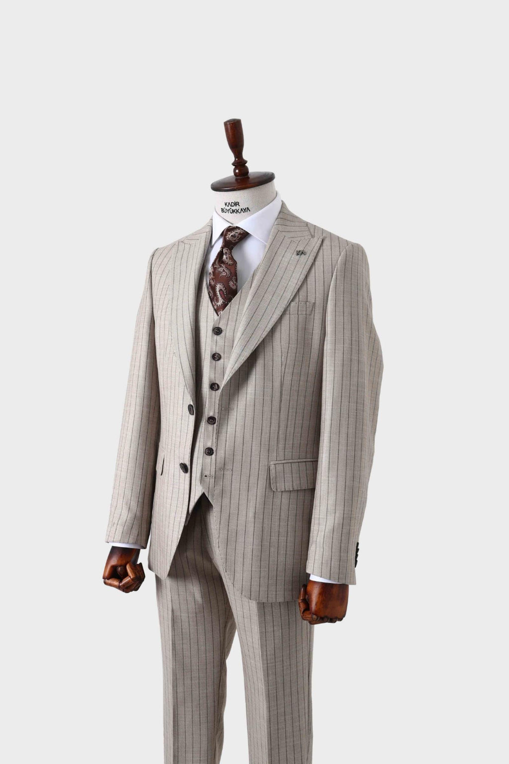 Şık ve Rahat Yelekli Erkek Takım Elbise - Slim Fit Dört Mevsim Kullanılabilir-KAW1038S