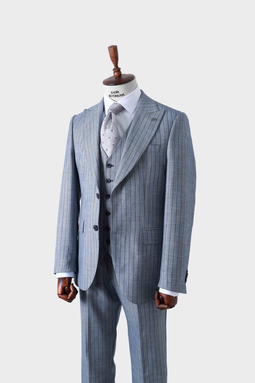 Şık ve Rahat Yelekli Erkek Takım Elbise - Slim Fit Dört Mevsim Kullanılabilir-KAW1038S