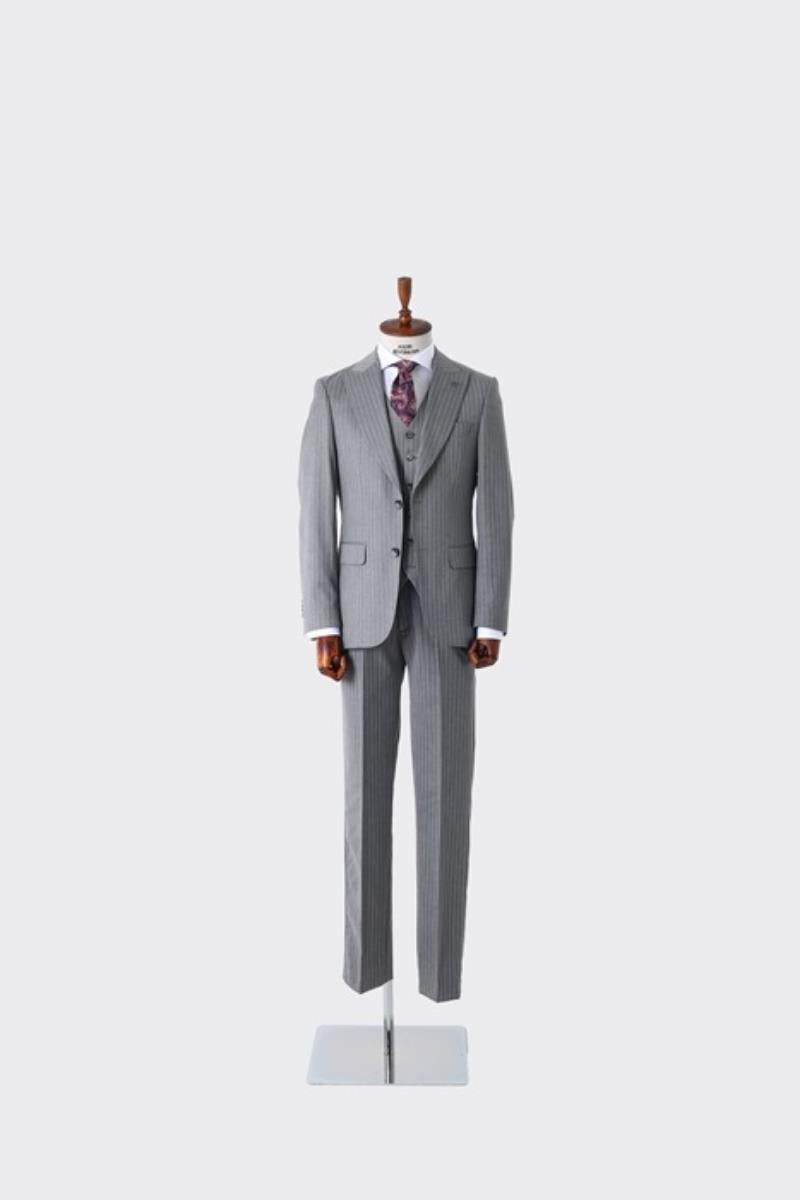 Slim Fit Yelekli Erkek Takım Elbise - Dört Mevsim Kullanılabilir Modern Kesim-KAW1023S