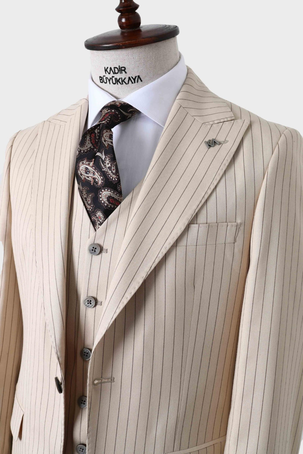 Slim Fit Yelekli Erkek Takım Elbise - Dört Mevsim Kullanılabilir Modern Kesim-KAW1023S