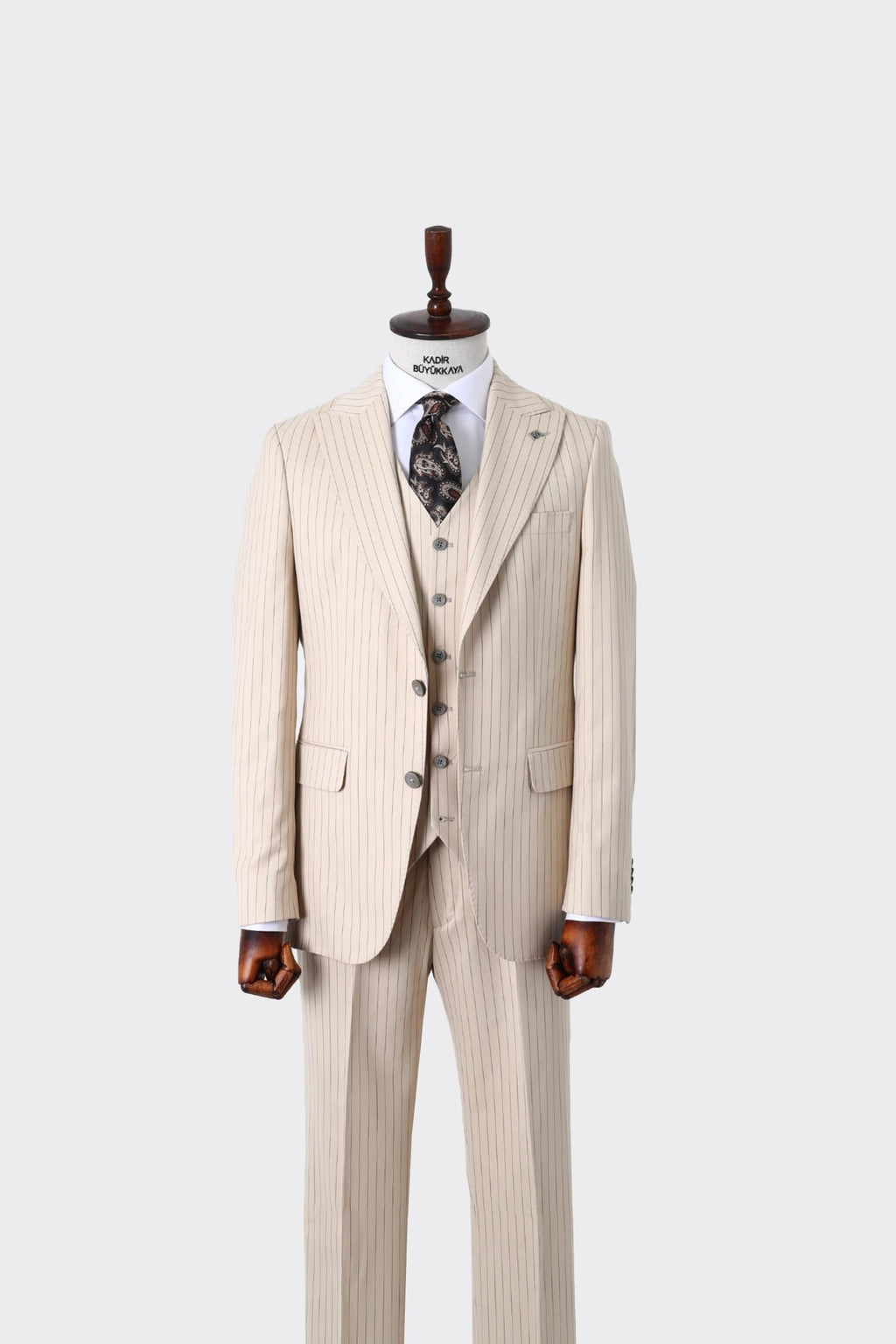 Slim Fit Yelekli Erkek Takım Elbise - Dört Mevsim Kullanılabilir Modern Kesim-KAW1023S