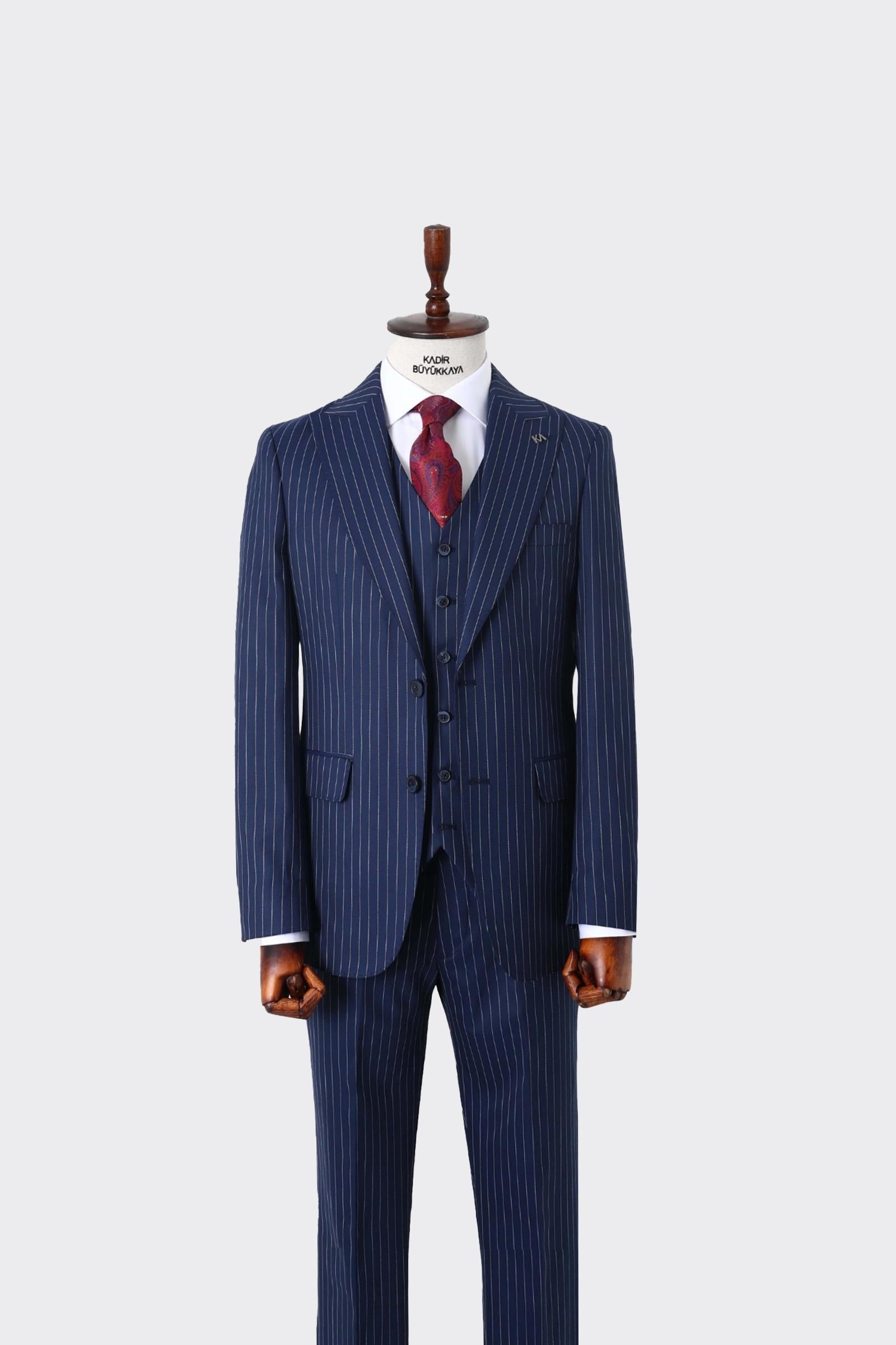 Slim Fit Yelekli Erkek Takım Elbise - Dört Mevsim Kullanılabilir Modern Kesim-KAW1023S