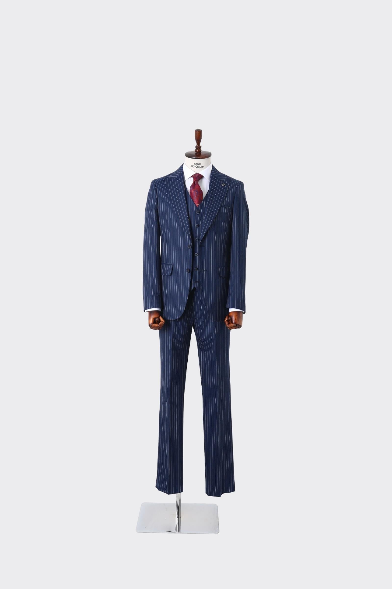 Slim Fit Yelekli Erkek Takım Elbise - Dört Mevsim Kullanılabilir Modern Kesim-KAW1023S