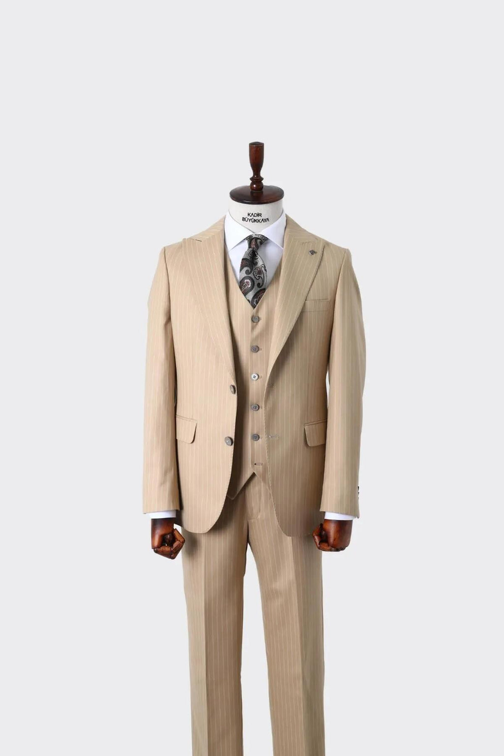 Slim Fit Yelekli Erkek Takım Elbise - Dört Mevsim Kullanılabilir Modern Kesim-KAW1023S