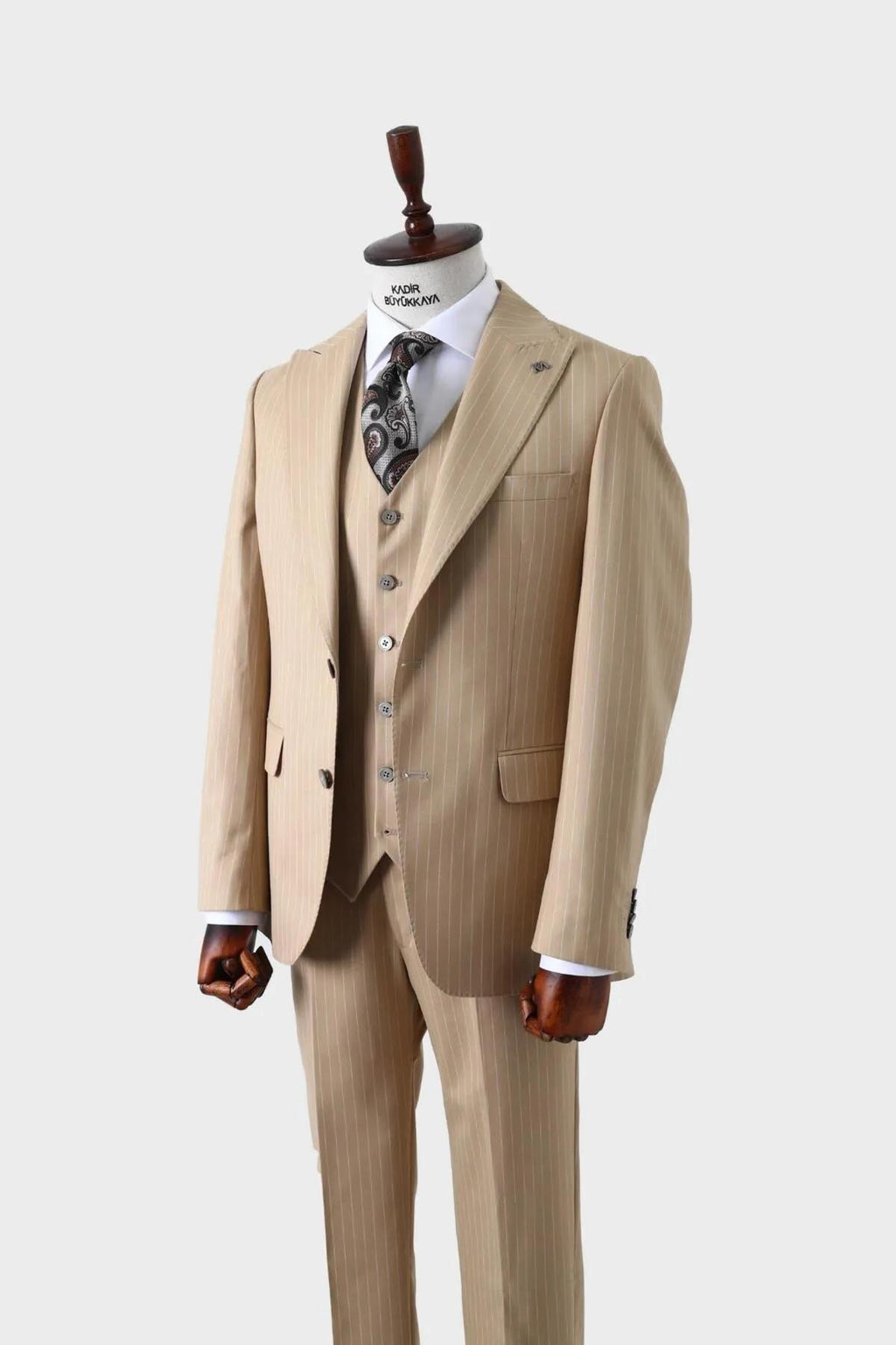 Slim Fit Yelekli Erkek Takım Elbise - Dört Mevsim Kullanılabilir Modern Kesim-KAW1023S