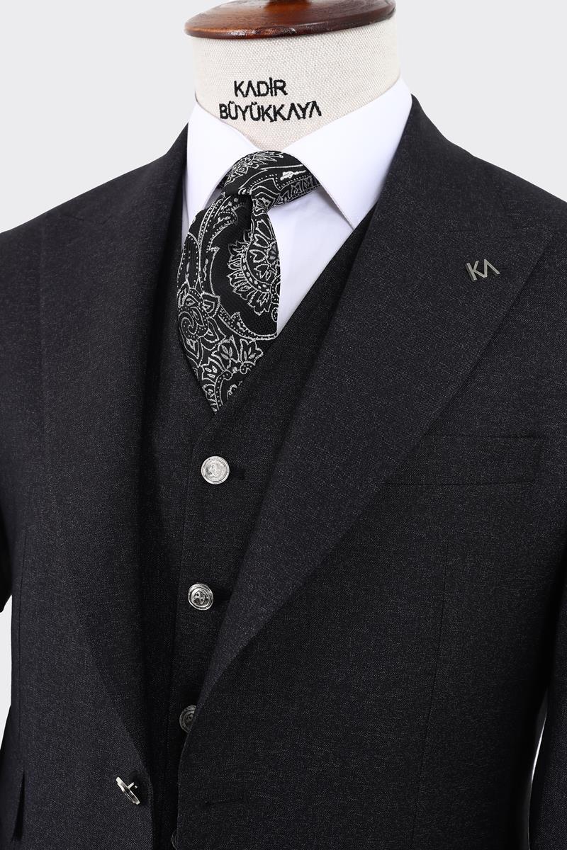 Şık ve Zarif Yelekli Erkek Takım Elbise - Slim Fit Viskon ve Likra Dokulu-KAW1084W