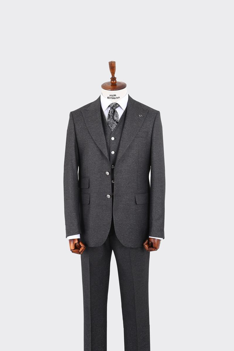 Şık ve Zarif Yelekli Erkek Takım Elbise - Slim Fit Viskon ve Likra Dokulu-KAW1084W