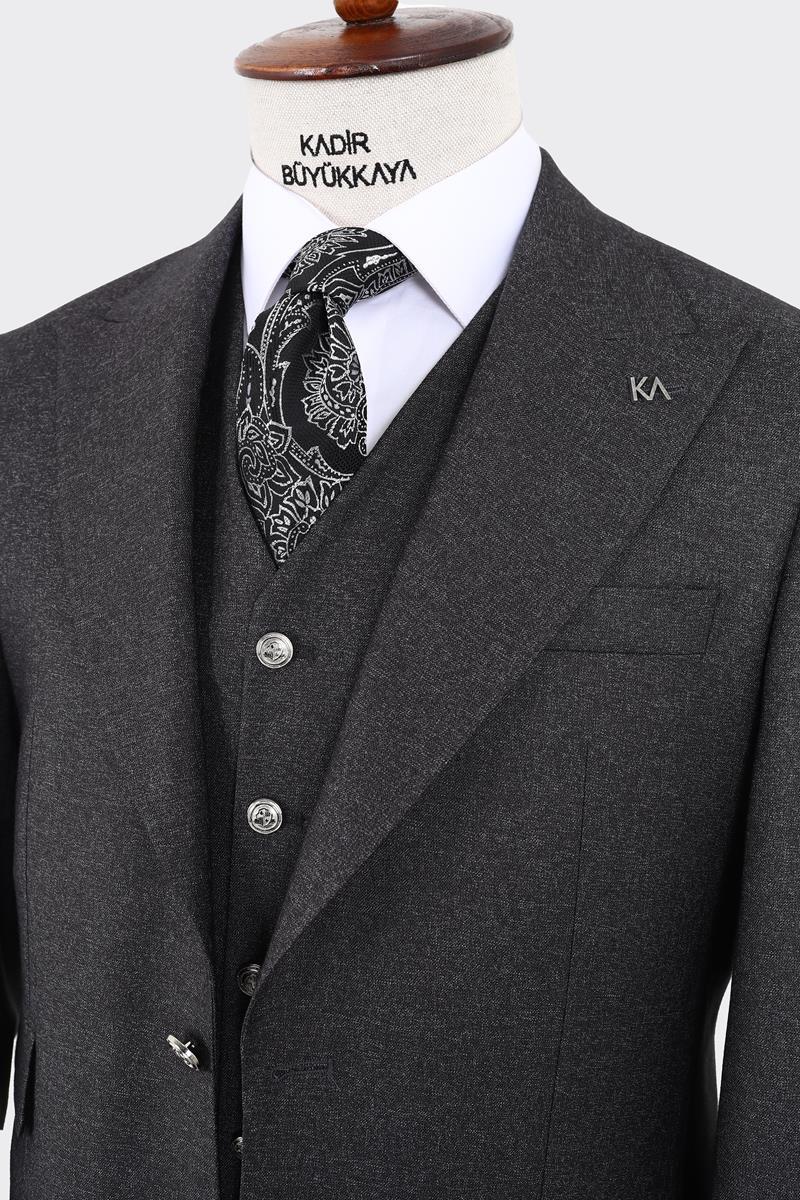 Şık ve Zarif Yelekli Erkek Takım Elbise - Slim Fit Viskon ve Likra Dokulu-KAW1084W