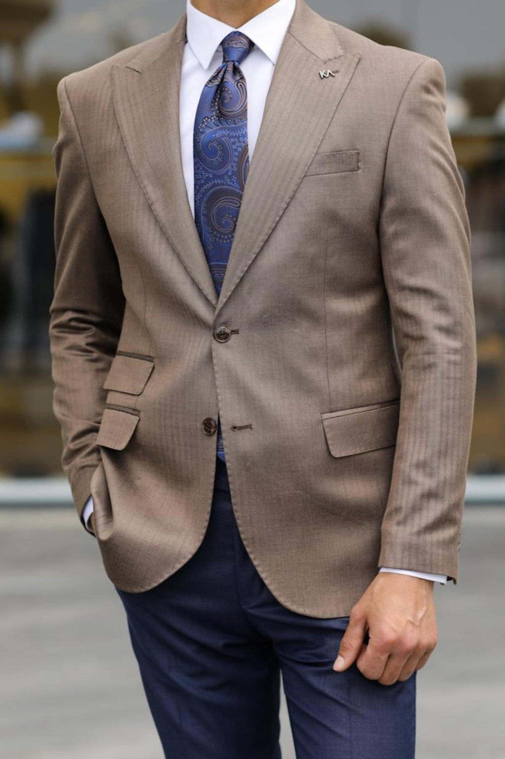 Şık Yünlü Erkek Slim Fit Ceket-KAV5021W