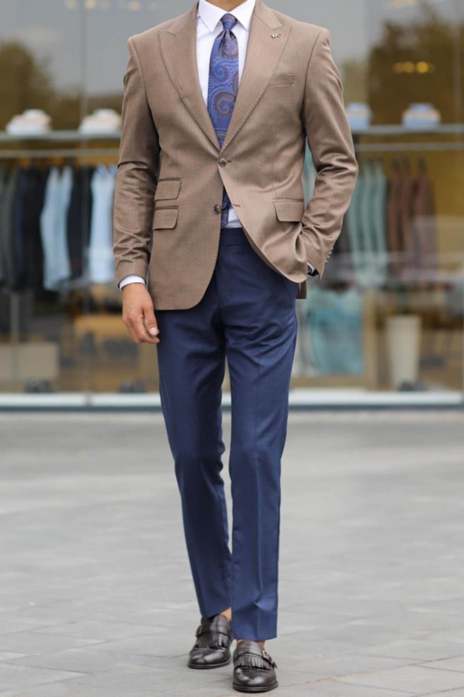 Şık Yünlü Erkek Slim Fit Ceket-KAV5021W