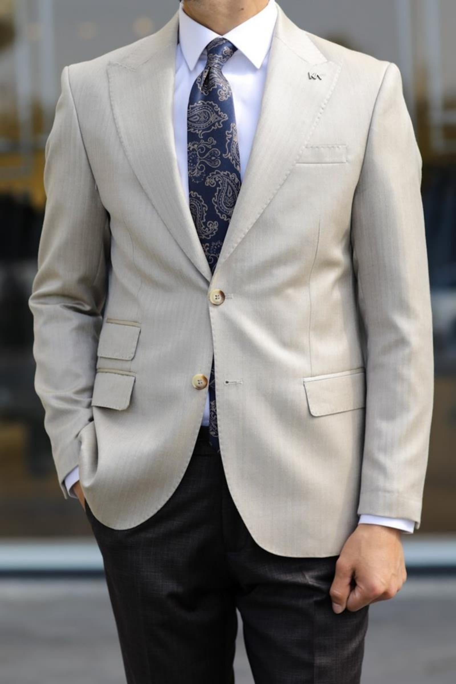 Şık Yünlü Erkek Slim Fit Ceket-KAV5021W