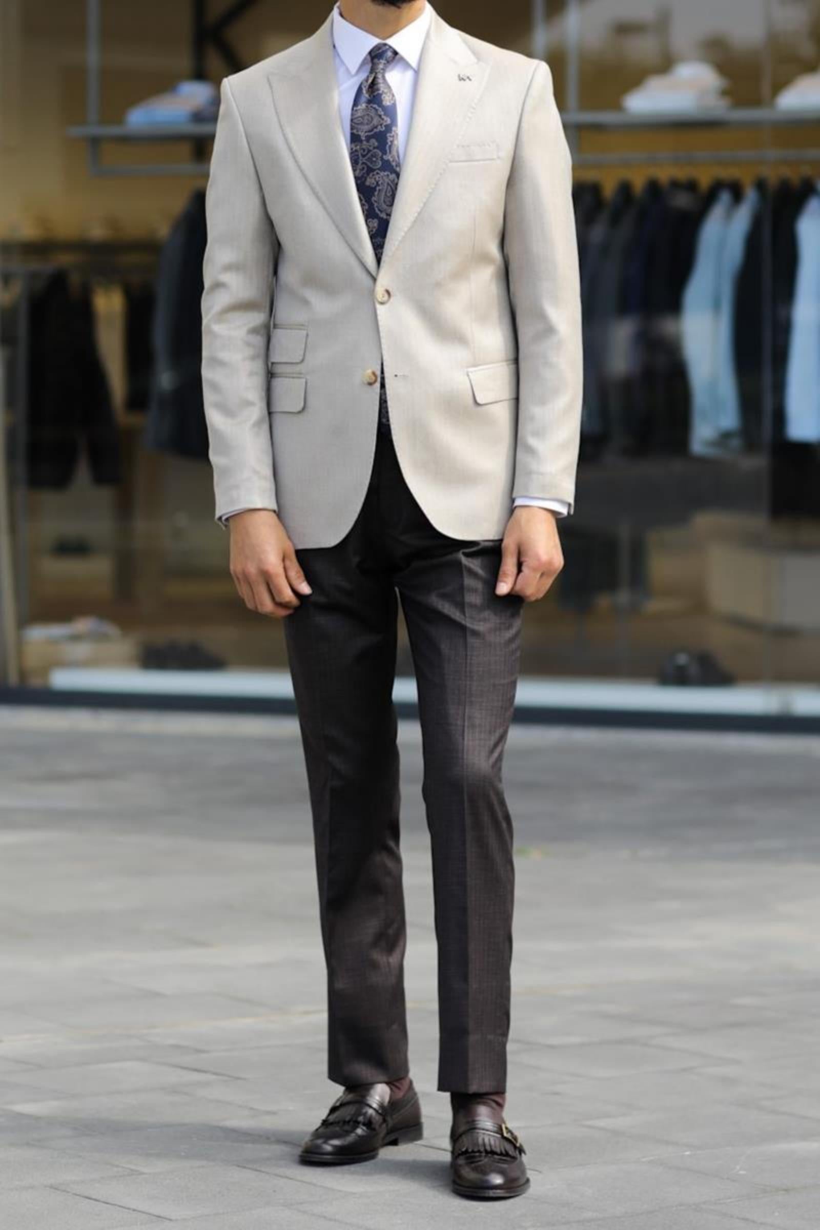 Şık Yünlü Erkek Slim Fit Ceket-KAV5021W