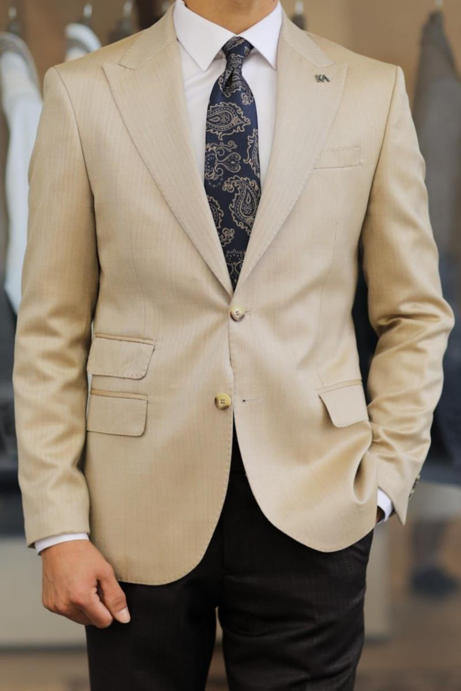 Şık Yünlü Erkek Slim Fit Ceket-KAV5021W